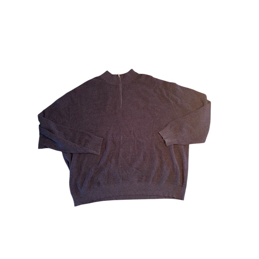 Peter Millar Sweater Mens 3X Navy Blue 1/4 Zip Mock Neck Merino Wool Blend
